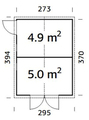 Palmako redskapsbod Aksel 3 - 9,9 m² 273 x 370 cm